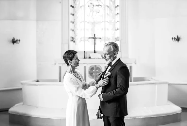 Wedding vows inside a chapel